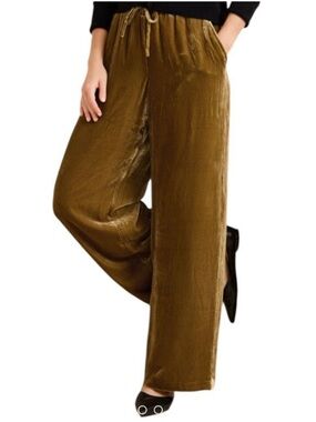 Garnet Hill Wide-Leg Luxe Rayon Silk Blend Velvet Pants Sz XL